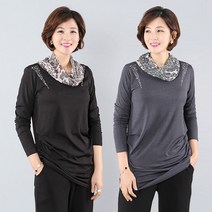 모슬린 엄마옷 쉬폰스카프넥 셔링티셔츠 ETP712239 마담 미시옷 중년여성의류 빅사이즈 50대 60대여성옷