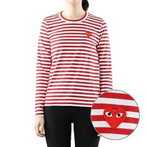 [꼼데가르송] 23SS (P1T163 RED WHITE) 여성 스트라이프 긴팔 티셔츠