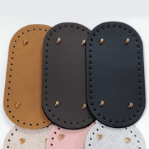 퀼트여왕 소꼬발 타원형 인조가죽 손뜨개 뜨개질 가방바닥, 소꼬발 블랙(20x10cm)