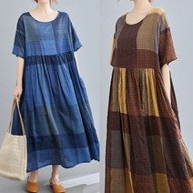 바바라옷장 빅사이즈 B-218917 린넨 롱 원피스/오버핏/루즈핏/여름원피스/엄마옷/면