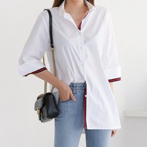 명품스타일 고밀도코튼 루즈핏오피스룩 7부블라우스남방셔츠