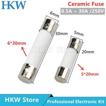 고속 블로우 튜브 퓨즈 세라믹 250V 05A 1A 2A 3A 4A 5A 6A 63A 8A 10A 15A 20A 25A 30A AMP 5*20mm, 8A _5X20mm