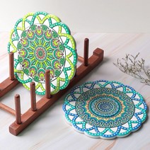 북유럽 주방 오브제 도자기 냄비받침 8종, 냄비받침 라운드도트20x20 D