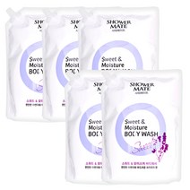 샤워메이트 스위트&모이스처 바디워시 리필용, 5개, 2000ml