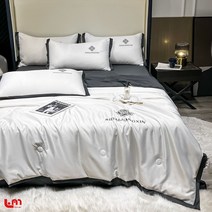 Love Me씻은 얼음 실크 에어컨은 콩 이불 여름 얇은 싱글 더블 여름 시원한 이불 4 종 여름 더블 얇은 이불 심플한 분위기 여름에 함께할 시원하고 시원한, 오리지날 화이트+다크 그레이