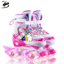 롤러스케이트롤러장 조정 플래시 인라인스케이트롤러스케이트 남녀 통용, L/(37-42), 분홍색