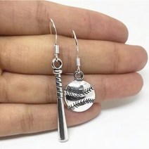 복싱 글러브 장비 MMA 주짓수 권투 이종격투기 패션 수제 야구 방망이 펜던트 실버 컬러 비대칭 드롭 귀걸이 여성용 스타일, 2