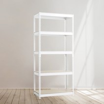 앵글선반 철제 창고 다용도실선반 5단 1000 x 400 x 1500, 블랙, 12mm 강화 MDF 보드