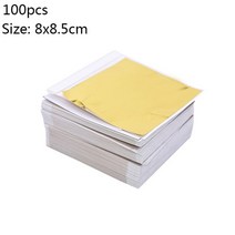 식용금박 금박지 금종이 글리터 반짝이 펄 100pcs 금박 Funiture 라인에 대 한 모방 골드 슬라이 버 잎 호, 01 8x8.5cm Gold