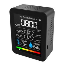 5 인 1 디지털 이산화탄소 TVOC HCHO 검출기 공기질 모니터 CO2 미터 온도 습도 테스터, 한개옵션1