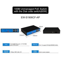 POE 허브 스위치 분배기 EWIND SFP 관리되지 않는 100 포트 네트워크 스위치가있는 10/6/10 M 이더넷 IP 카메라/무선 AP AI 스마트 용, 01 EW-S1906CF-AP
