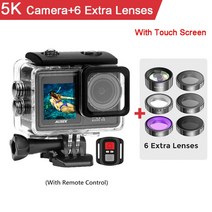360도카메라 유튜브촬영카메라 액션 카메라 탈착식 필터 6 렌즈 5K 30FPS 4K 60FPS 48MP 듀얼 스크린 2, 12.5K Camera Add 6 Lens - Opti
