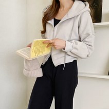 디작소 여성 라비트 가오리 기모 크롭 후드 집업