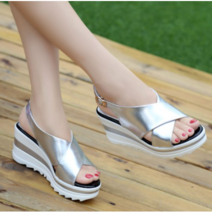 Ogfaour 통굽힐 웨지힐 샌들 여성여름옷 2019뉴타입 통굽 밑창이두꺼운신발 코디하기쉬운 밑창이두꺼운힐 하이힐 앞트임구두 여성샌들 진피