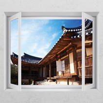 [바보사랑] ih349-하늘아래 기와집_창문그림액자_뮤럴시트지[꾸밈], 상세 설명 참조, 타입선택:E타입-모던블랙