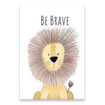 들꽃화방 만화동물 일러스트 벽화 실내 캔버스 액자 인테리어 홈 장식 아이템 그림, 만화동물_사자