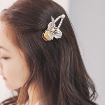 로라하 진주 자개 성인 여성 큐빅장식 큰사이즈 옆머리 앞머리 집게핀 포인트핀