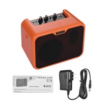 JOYO MA-10A 미니 휴대용 어쿠스틱 기타 앰프 스피커 와트 전원 어댑터가있는 일반/밝은 듀얼 채널, 한개옵션0