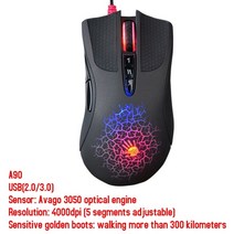 블러디 a70 a90 4000dpi 용 usb 광학 게임용 마우스 다채로운 눈부심 유선 게임용 마우스 pc 노트북 용 전문 게이머 마우스, 협동사
