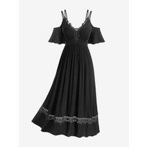 빅사이즈드레스대여 Rosegal 고딕 그로멧 레이스 업 미니 드레스 여름 s-5xl a, 블랙 01, xxl