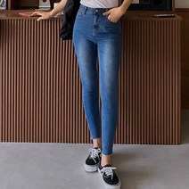 제이스타일 타라클 컷팅 히든밴딩 스키니 데님팬츠
