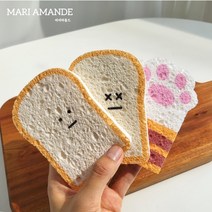 [오늘출발] 마리아몽드 뽀송 식빵 고양이 발바닥 나무 펄프 귀여운 수세미 선물용, 식빵수세미(x_x)