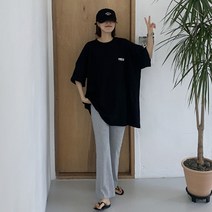 애플망고샵 빅사이즈 오버핏 여성 반팔 프렌치 롱박스티셔츠 라운드 루즈핏