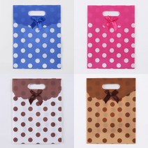 마트498 PP 리본 도트 선물백 26x20x9cm 포장재료 종이봉투제작 선물용종이가방 선물포장가방 포장가방 포장쇼핑백