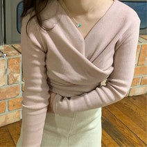 청순 글램 꼬임 셔링 볼륨 보송 니트 블라우스 티셔츠
