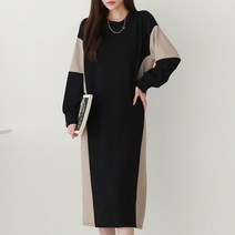 시크루즈 라핑 컬러 배색 루즈핏 원피스 BDOE861