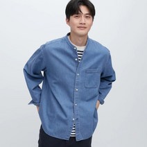 유니클로 데님 오버사이즈 스탠드 칼라 셔츠(긴소매) 일본직수
