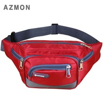AZMON 수납 6포켓 힙색 다용도 웨이스트백 2.5L, 레드