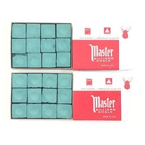 미국에서 제작 - 마스터 초크 2박스 수영장 큐 및 당구 스틱 팁용 24피스 포레스트 그린 Master Chalk, Spruce Green