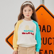 팬콧 아동용 하이킹덕 라그란 배색 기모 맨투맨