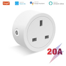 20A Tuya 스마트 와이파이 플러그 영국 무선 제어 소켓 콘센트 에너지 모니터링 타이머 기능 알렉사 구글, 한개옵션1, 01 20A