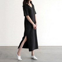 무지 원피스 브이넥 옆트임 세상편한 데일리룩 3컬러