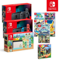 닌텐도 스위치 동물의 숲 에디션/네온블루/그레이/배터리개선+인기게임팩+10종 악세사리패키지, 네온/파이어엠블렘 풍화설월+10종