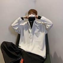 면 민트색 난방 논아이론 스트라이프 Y 남자 셔츠 린넨 파란색 여성 삼색 오버핏 빅사이즈 남성