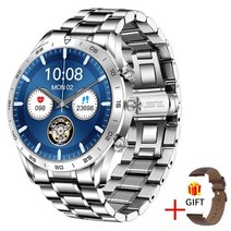 2022 smartwatch 남자 amoled 전체 터치 스크린 블루투스 다이얼 연락처 동기화 심박수 건강한 스포츠 시계 남자 스마트 시계 남자, 스틸 실버