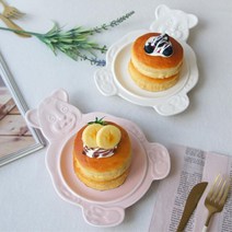 감성 디저트타임 예쁜 곰돌이 간식접시 자취생용 선물용 가게 플레이팅, 화이트