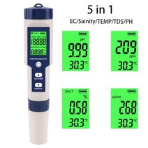 나트륨 수치 염도 측정기 ph orp pc-101 염소 tds 염분 ec 온도 수질, 5 in 1 염분계