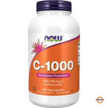 NOW 나우푸드 비타민 C-1 000 바이오플라보노이드 100mg 함유250개 베지 캡슐, 500 카운트(1개 팩)