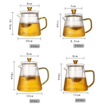 유리 티팟세트 티포트304 스테인레스 스틸 인퓨저 스트레이너 내열성 커피 스퀘어 티 포트 주전자 세트와, 01 300ml