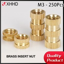 볼트너트 황동볼트 세트 임베디드 널링 핫멜트 가열 및 성형 구리 3D 프린터 노트북 삽입 250 개, 17.M3x7x4.5 (250pcs)