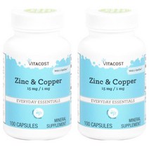 Vitacost 비타코스트 아연 15mg 구리 1mg Zinc and Copper 15mg 1mg 100캡슐 2팩