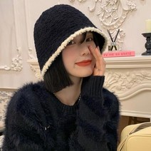 (쇼핑이 즐겁다.Quesera)부클 골지 니트 벙거지 짜임 버킷햇 뜨개 뽀글이 모자 숏 햇
