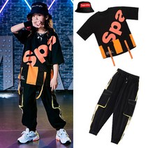 공연복 비보이 남여아동 힙합 개성 멋진 패션쇼 HIPHOP 댄스 유행복 여름 2699211200, 180, 845 귤 티셔츠 _2301 블랙 팬