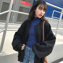 센스빅 퍼프 소매 기본 가디건