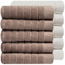 호텔수건 스트라이프 200g, 10장 너트브라운+밀크화이트