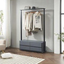 아름이와다움이 아이린 1670 2단서랍 드레스룸행거 1200, 블랙_그레이